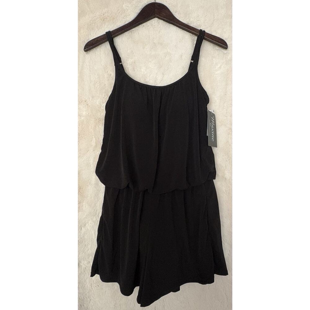 New Swimdress One-Piece Maxine of Hollywood Black Solid Size 8 C Cup